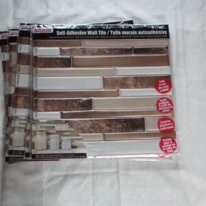 5 Sheets Tool Bench Self-Adhesive Wall Tiles - White Brown 12x12